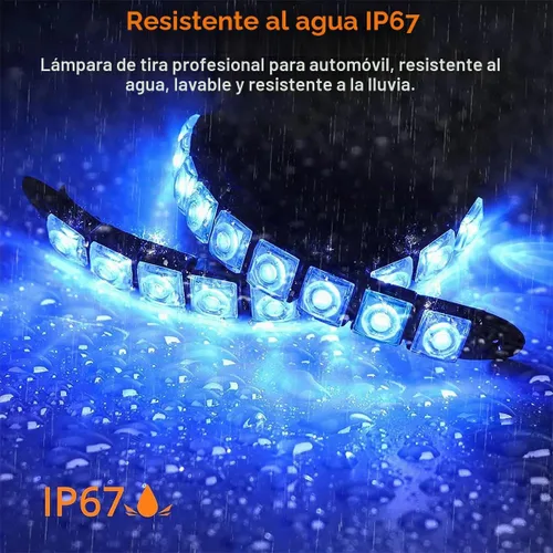 Vista 5 de 2 piezas de tiras de luces de 9 LED para circulación diurna DRL Kit, lámpara antiniebla de punto brillante flexible, luz de alto poder de despeje