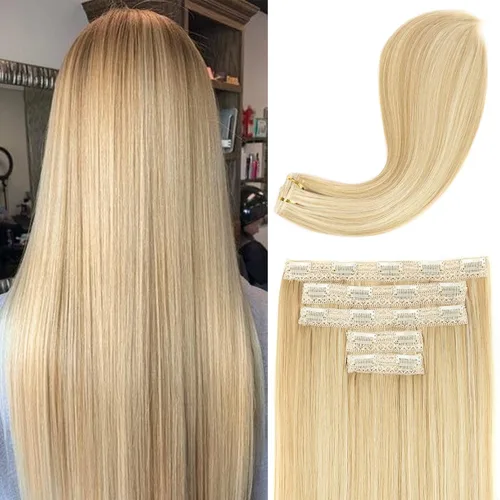 Vista 15 de REECHO Extensiones de cabello con pinzas, extensiones de cabello grueso y largo, extensiones de cabello sintético ligero para mujer, 24 pulgadas a