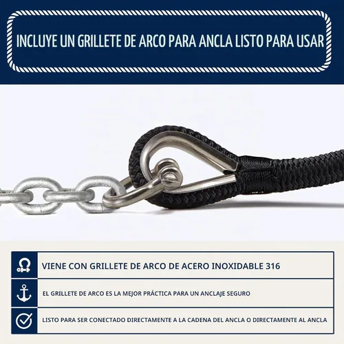 Vista 7 de RainierSupplyCo Cuerda de anclaje para barco - Línea de anclaje de cuerda marina trenzada doble - 100/150 / 200/300 pies de línea de navegación