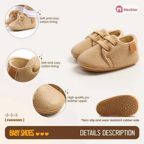 Vista 5 de Meckior Botar para aprender a caminar unisex, para niños y niñas, recién nacidos, terciopelo, suela de goma, zapatos antideslizantes