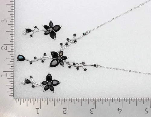 Vista 5 de Faship Precioso conjunto de collar y pendientes de cristal CZ