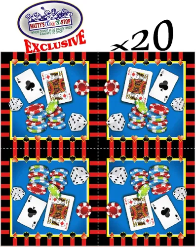 Vista 4 de Juego de suministros de fiesta temática de casino de lujo para 20 personas, incluye 20 platos grandes, 20 platos pequeños, 20 servilletas, 20 tazas