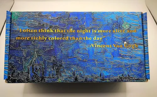 Vista 3 de ALEXIR Vasos de whisky - Juego de 2 vasos de alta calidad para los amantes del arte, cristalería de la serie Van Gogh como una pieza de arte