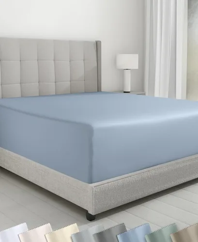 Vista 15 de California Design Den - Sábana bajera ajustable de algodón de 600 hilos, con bolsillo profundo elástico 01 - Blanco brillante