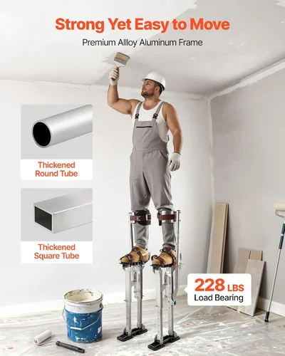 Vista 5 de VEVOR Zancos para paneles de yeso, zancos de pintor de aluminio ajustables de 16.1 a 24.1 pulgadas, capacidad de carga de 228 libras, patas de goma