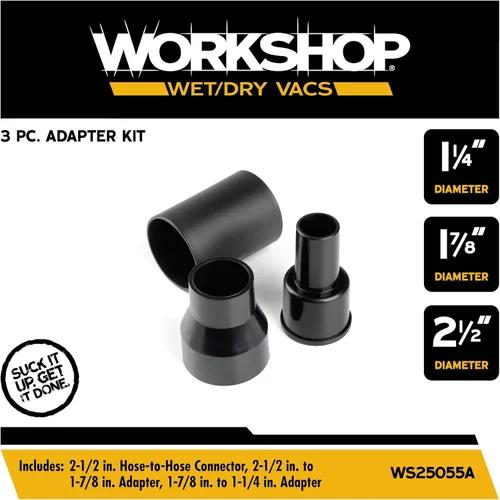 Vista 2 de Workshop WS25055A - Adaptador para aspiradora húmeda o seca, juego de combo de adaptador para aspiradora de casa, húmeda o seca
