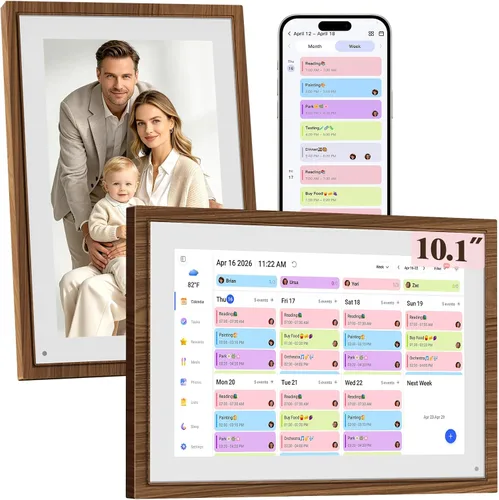 Vista 8 de Calendario digital inteligente de 10.1" con gráfico de tareas y pantalla 10.1-negro