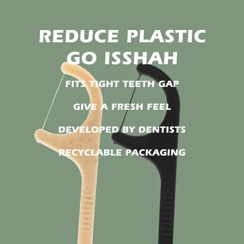 Vista 3 de Isshah - Palillos de hilo dental natural, 200 unidades, aprobados por PETA, sin BPA, veganos, sostenibles, respetuosos con el medio ambiente, hilo