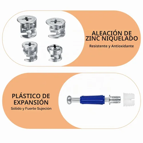 Vista 5 de Tuercas de bloqueo de leva y tornillos de leva, 210 piezas de cerraduras de leva para muebles conectando accesorios de bloqueo de leva, conector