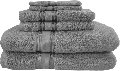 Vista 2 de U.S. POLO ASSN. Juego de 6 toallas de alta calidad, sin torsión, 2 toallas de baño, 2 toallas de mano y 2 toallas faciales, altamente absorbentes