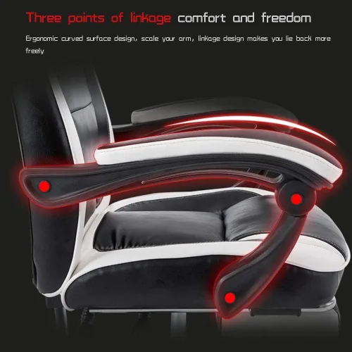 Vista 7 de Leather Desk Gaming Chair with Waist Massage Adjustable Height Reclining Ergonomic Racing Office Chair for Study Office,Black