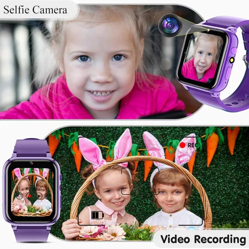 Vista 7 de iCHOMKE Reloj inteligente para niños, reloj inteligente para niñas y niños con 26 juegos, grabadora de video y reproductor, calendario podómetro