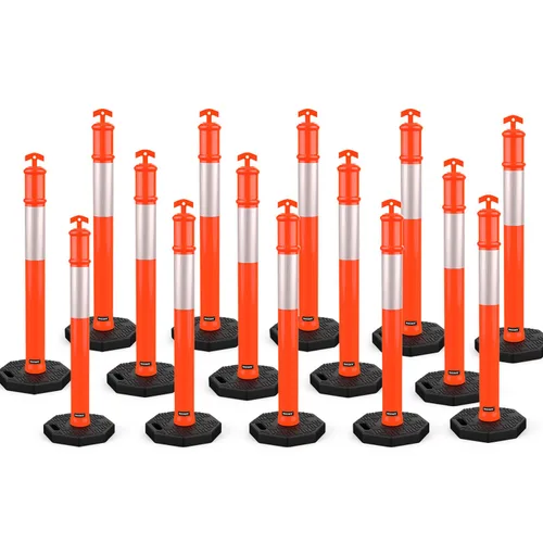 Vista 16 de BATTIFE - Postes de delineador de conos de tráfico de 45 pulgadas con base, color naranja, 3