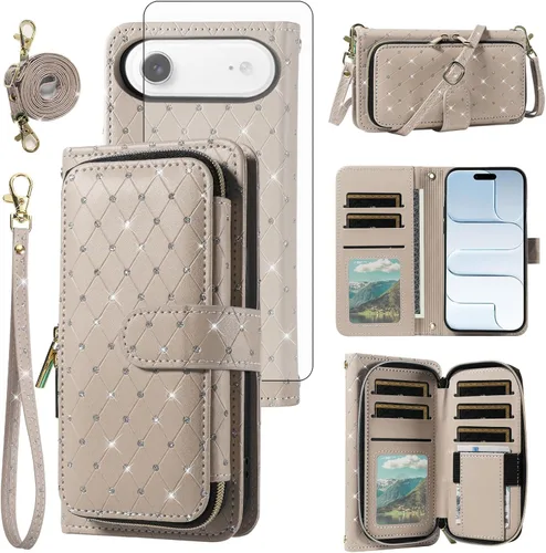 Vista 158 de Funda para teléfono iPhone 6 6S con cremallera y protector de pantalla con protector de pantalla, correa de cordón cruzado, ranura para iPhone 6 Six