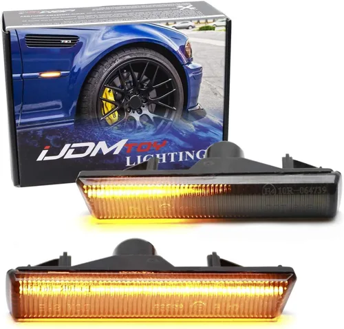 Vista 10 de iJDMTOY Luces indicadoras de intermitencia intermitentes con luz intermitente secuencial LED ámbar para lente semirransparente compatibles con BMW