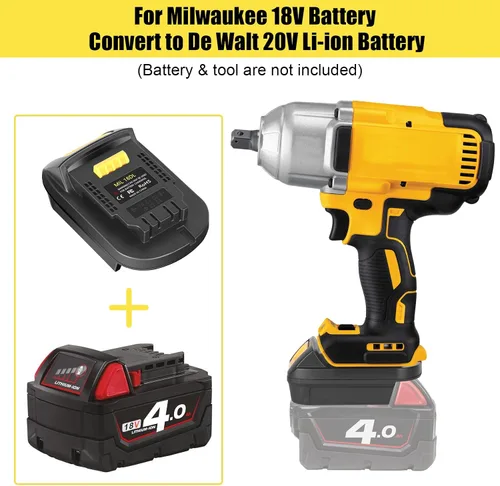 Vista 2 de JYJZPB MIL18DL - Adaptador convertidor de batería para Milwaukee a batería De-Walt, convertidor para baterías Milwaukee 18V M18 a baterías Dewalt