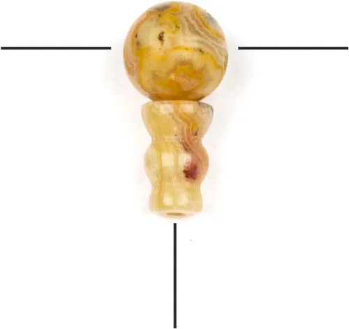 Vista 18 de Cherry Blossom Beads Piedra preciosa Mala Guru Bead – Turquesa africana – Tres agujeros 0.394 in redondo con torre de 0.276x0.394 in – Tres