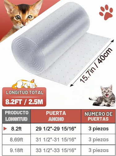 Vista 4 de Protector de alfombra de 8.2 pies (L) para mascotas - Protector de alfombra antideslizante para gatos, tapón resistente a los arañazos