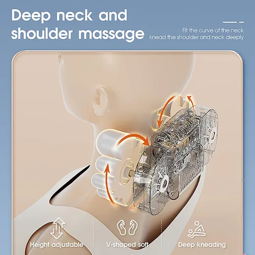 Vista 6 de Masajeador de espalda, masajeador Shiatsu de cuello y espalda con calor, masajeador de espalda 4D para aliviar el dolor de tejido profundo, cómodo
