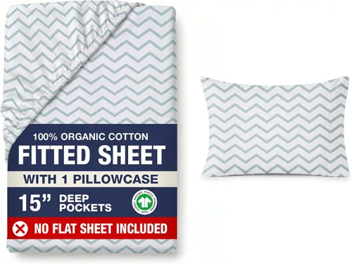 Vista 20 de LANE LINEN - Sábana bajera tamaño individual 100% algodón orgánico y 1 funda de almohada, tejido de percal suave, transpirable, apta para colchones