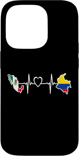 Vista 17 de iPhone 16 Bandera de Colombia Mexicana - Funda de latidos del corazón de Colombia Mexicana
