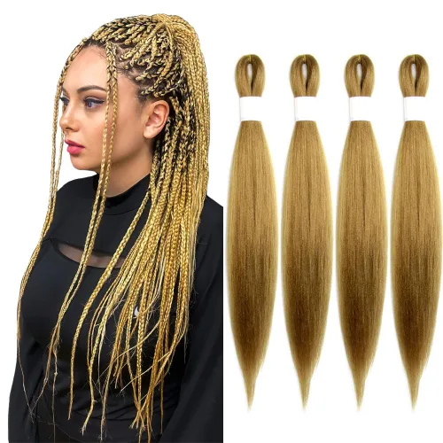 Vista 94 de Cabello trenzado burdeos, 10 pulgadas, 4 paquetes Cabello preestirado, trenzas de ganchillo cortas y rectas, textura Yaki, fibra sintética