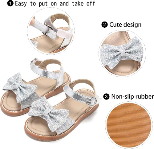 Vista 6 de GINFIVE Sandalias para niñas pequeñas, sandalias para niñas y niños pequeños