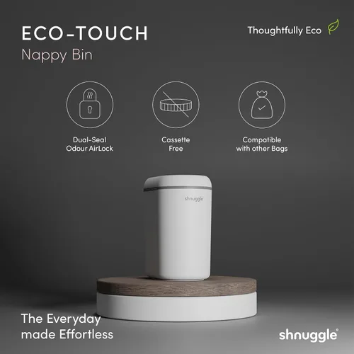Vista 7 de Shnuggle Changing Essentials Bundle – Cambiador esponjoso de eucalipto + contenedor de pañales ecológico + mejores forros para bolsas – lavable