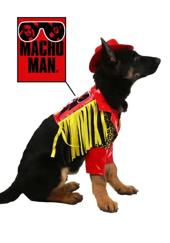 Vista 2 de Disfraz Macho Man para Perros Multicolor