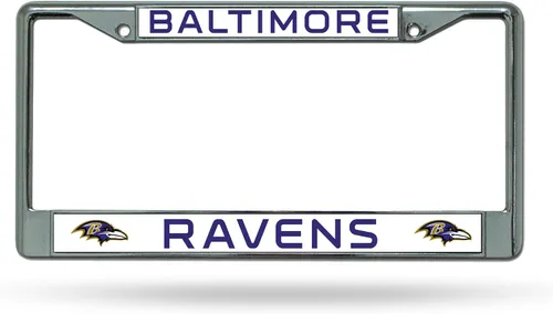 Vista 24 de Rico Industries NFL Fan Shop - Marco de matrícula cromado estándar Color del