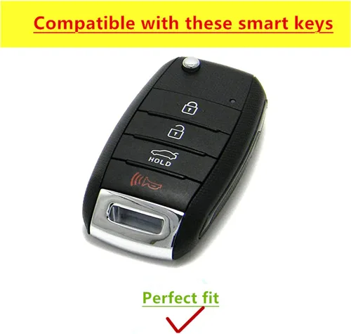 Vista 3 de Funda para llavero Kia con llavero para Kia Rio Optima Soul Sportage Sorento Carens con control remoto inteligente (negro)