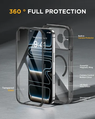 Vista 65 de Miracase Serie de vidrio para iPhone 11 de 6.1 pulgadas, funda protectora de cuerpo completo resistente mejorada con protector de pantalla de vidrio