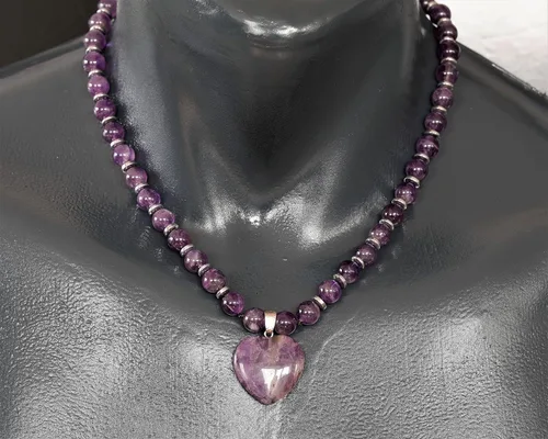 Vista 104 de Colgante de corazón de aventurina natural, Collar de cuentas de aventurina genuina, Collar de piedra verde, Collar de piedras preciosas, Cuentas