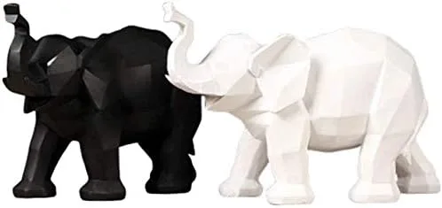 Vista 6 de Figurillas, estatuas de Feng Shui, decoración de estatuas de elefante, figuras de resina china para el hogar y la oficina, atraen riqueza y buena