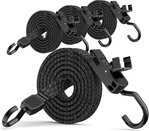 Vista 12 de Cuerdas elásticas resistentes para exteriores, cuerdas elásticas largas y ajustables con ganchos planos, correas elásticas de goma de alta