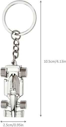 Vista 4 de Create Idea 2 llaveros de coche de carreras F1 de metal Fórmula 1, llavero de coche de carreras, bolso de mano, regalo especial para cumpleaños