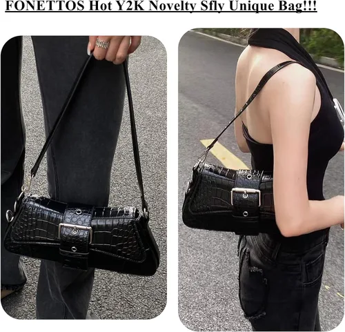 Vista 2 de Y2K - Bolso punk funk, bolso cruzado gótico Sourpuss Sfly único, novedoso bolso de hombro para mujer, bolso de hombro para niñas