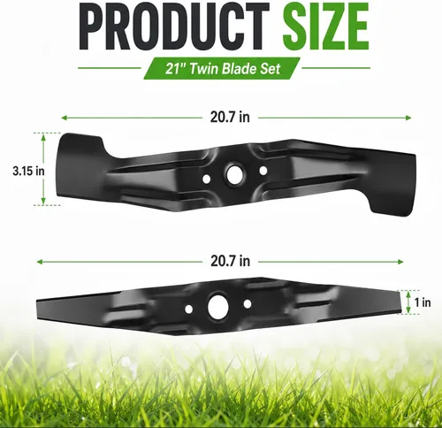 Vista 4 de HRX217 Juego de cuchillas para cortacésped, juego de cuchillas dobles MicroCut de 21 pulgadas compatible con cortacéspedes HRX217K1-K4, cuchillas