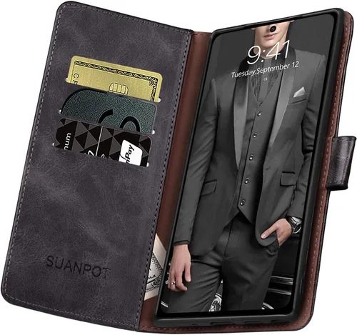 Vista 5 de SUANPOT Funda de piel tipo cartera para Samsung Galaxy Note 20 5G de 6.7 pulgadas con bloqueo RFID, tarjetero para tarjetas de crédito, funda