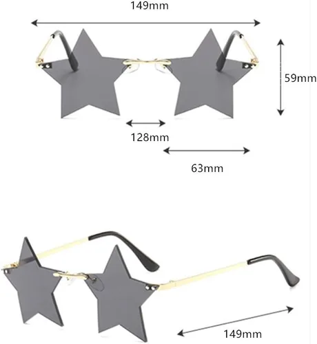 Vista 4 de ENTHYI Gafas de sol con forma de estrella sin montura para mujereshombres, para fiestas, personalidad, pentagrama