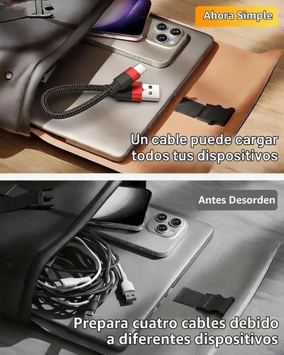 Vista 6 de Cable corto USB a USB C, paquete de 2 cables USB C de 1 pie, cable USBC trenzado de 12 pulgadas de 3A de carga rápida para iPhone 17 16 15 Pro Max