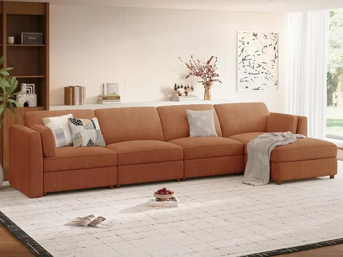Vista 16 de CUGOAO Sofá biplaza extragrande de 83.5 pulgadas, sofás para sala de estar, sofá nube de felpilla de asiento profundo, sofá modular seccional, funda