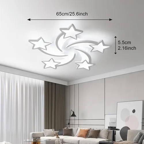 Vista 2 de JAYMP Lámpara de techo en forma de flor regulable moderna lámpara de techo con control remoto LED para dormitorio, sala de estar, comedor