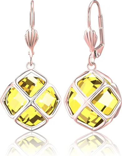 Vista 26 de Pendientes colgantes de cristal austriaco de 14MM para mujer, joyería chapada en oro de 14 quilates Apr-Diamante-Chapado en Oro de 14 K