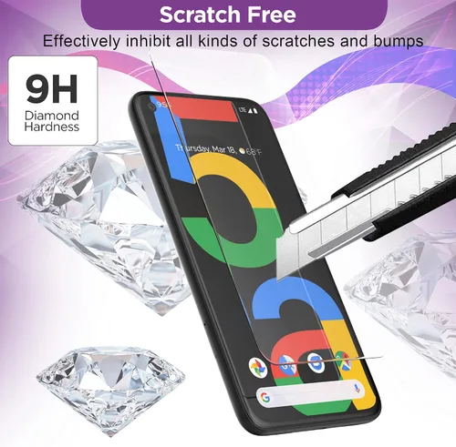 Vista 3 de magglass Protector de pantalla de vidrio templado para Google Pixel 5a 5G, anti burbujas, protector de pantalla de cobertura completa UHD