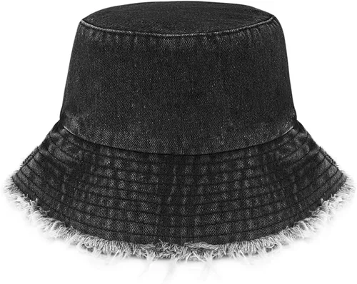 Vista 8 de MILAKOO Gorra unisex de pescador de mezclilla lavada para mujer, de ala ancha, ligera, plegable