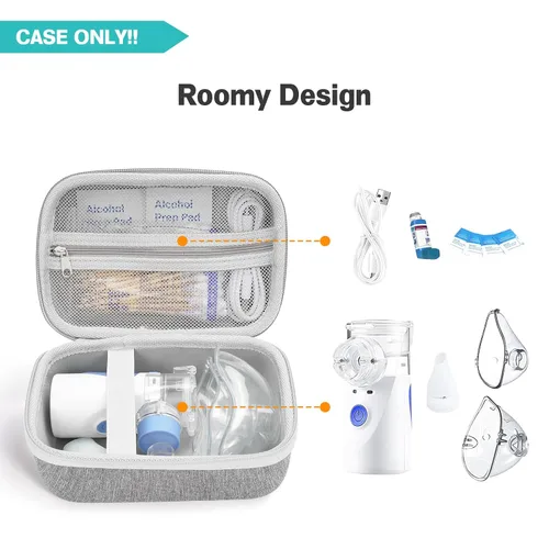 Vista 2 de ProCase Estuche de transporte para nebulizador portátil, máquina nebulizadora de mano para adultos y niños, bolsa de almacenamiento rígida con Gris