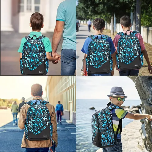 Vista 6 de bunie Mochila escolar para niños, mochila grande para niños, mochilas para escuela primaria, secundaria, mochila fresca para niños de 7, 8, 9, 10