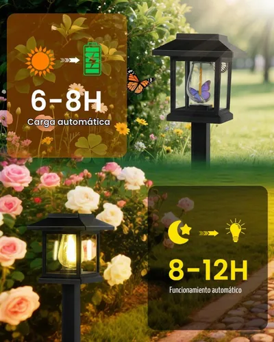 Vista 7 de Albelt - Luces solares para caminos al aire libre, paquete de 8, impermeables, luces de jardín con encendido/apagado automático, iluminación