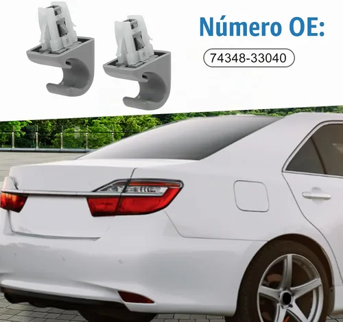 Vista 2 de Clip de gancho para visera solar 74348-33040 accesorio de coche para Toyota Camry 2007-2017 (juego de 2)